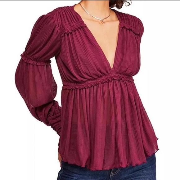 Free People Burgundy Top - Picture 1 of 4